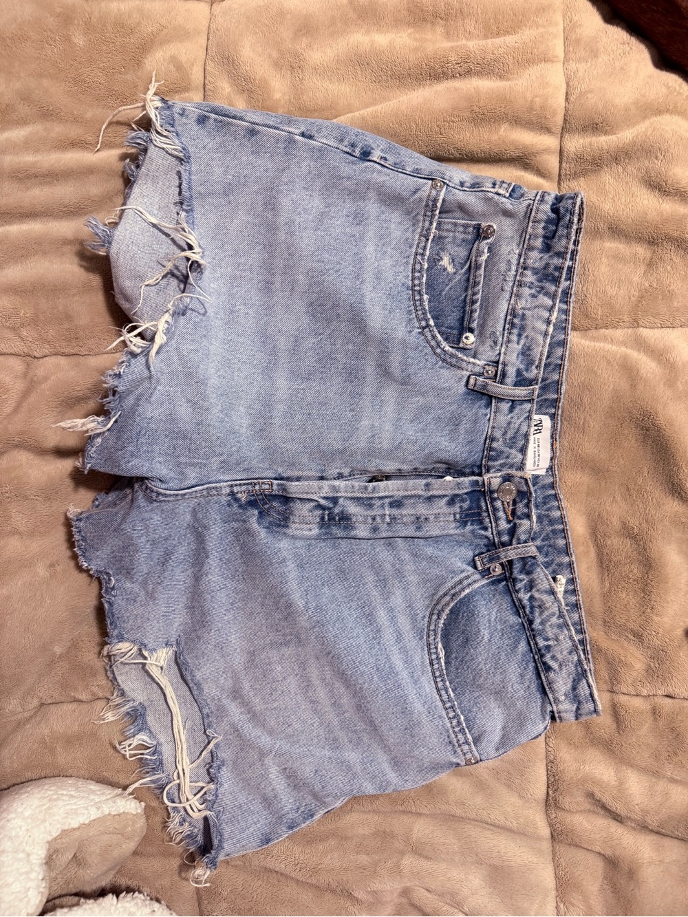 Zara Light Blue Distressed Denim Cutoff Shorts